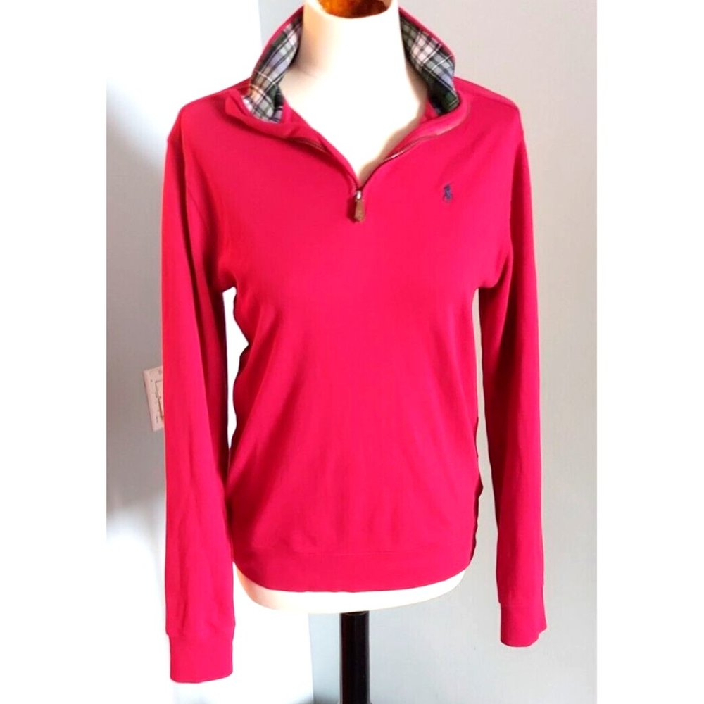 Polo Ralph Lauren men's Cotton 1/4 Zip Red Sweater size XL retail $135